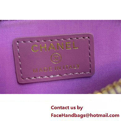 Chanel Grained Calfskin  &  Gold-Tone Metal Zip Coin Purse AP2061 Purple 2025